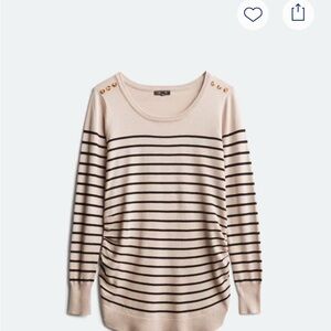 Maternity Striped Sweater with Button Accents